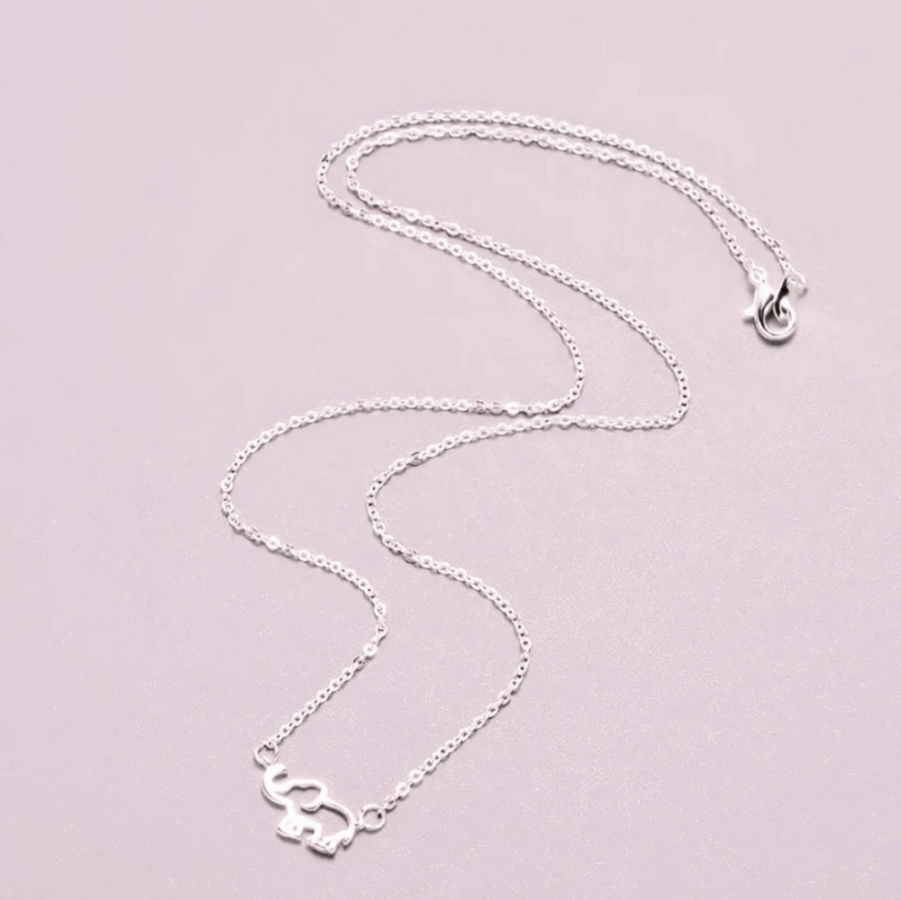 Silver Hollow Elephant Necklace